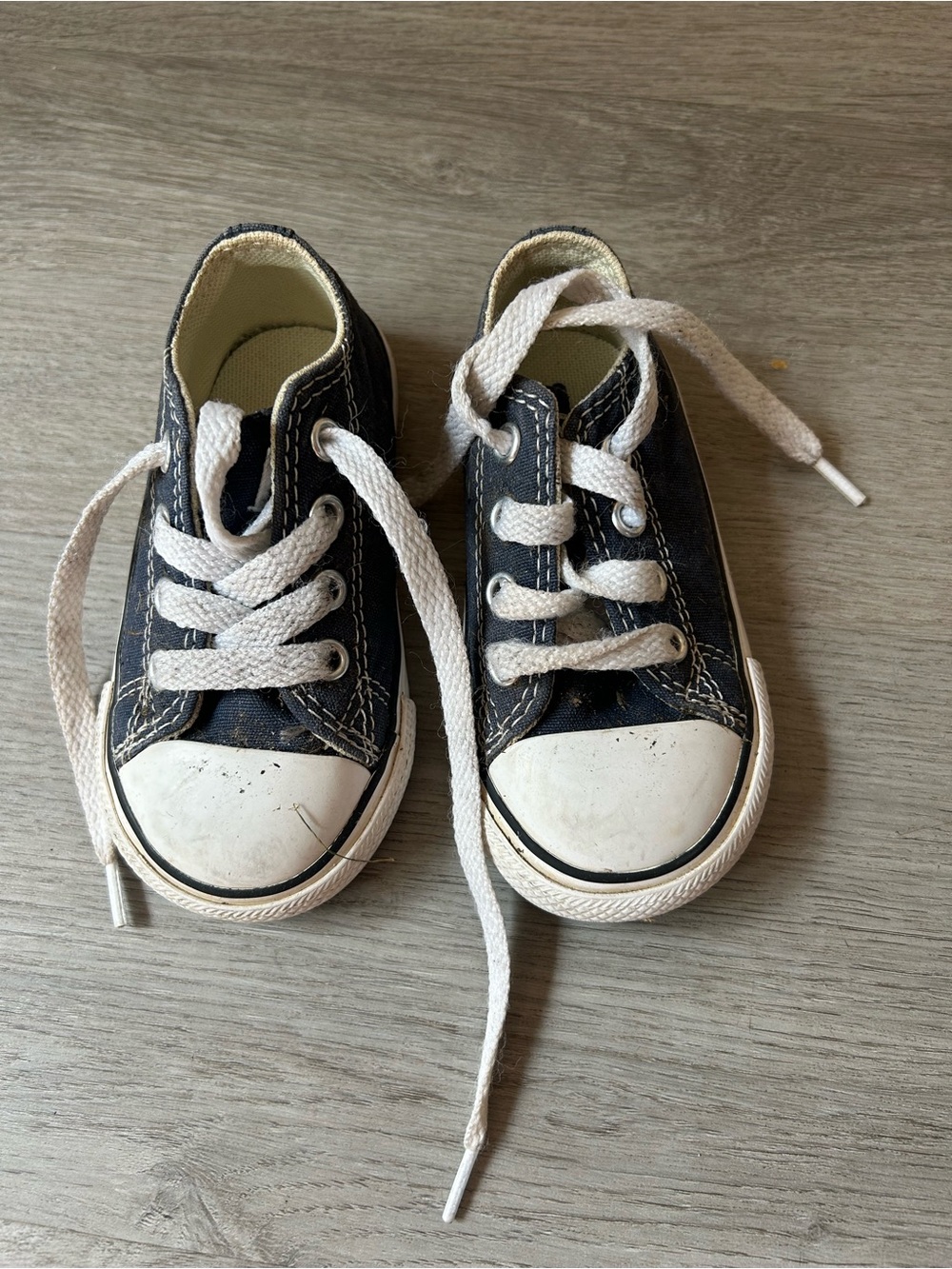 Navy Converse Canvas Toddler Sneakers with White Laces